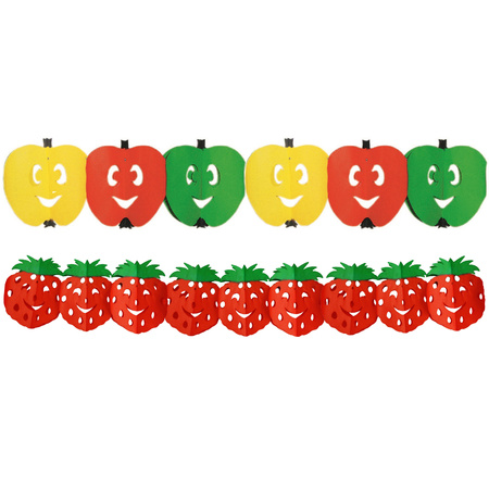Healty fruit thema deco guirlandes apple/strawberry 3 meters