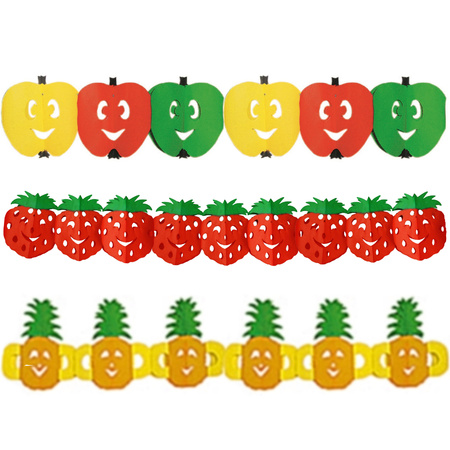 Healty fruit thema deco guirlandes apple/strawberry/pineapple 3 meters