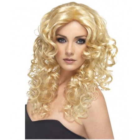 Blonde glamour wig with curls