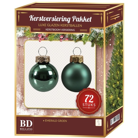 Emerald groene kerstballen pakket 72-delig Christmas Emerald Greenlake Glass