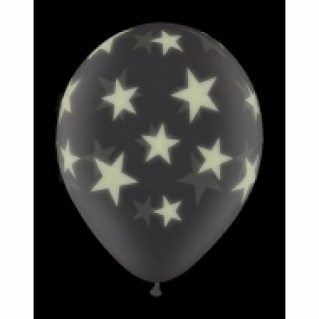 3 doorzichtige glow in the dark sterren ballonnen 28 cm