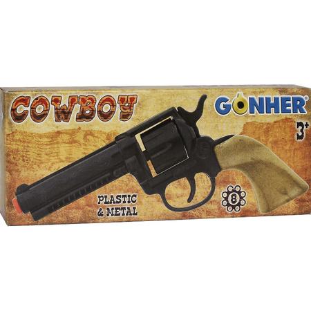 Gohner cowboy verkleed speelgoed revolver/pistool - metaal/plastic - 8 schots 