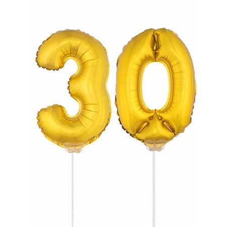 Folie ballonnen cijfer 30 goud 41 cm