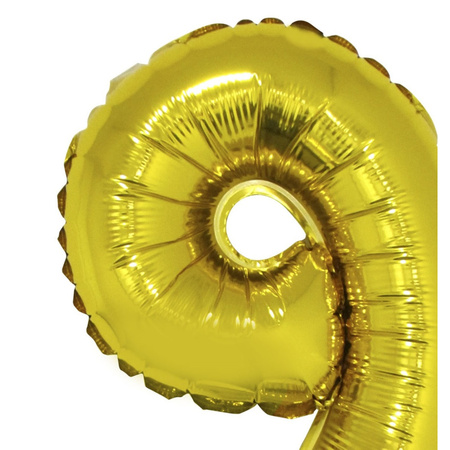 Folie ballon cijfer ballon 9 goud 41 cm