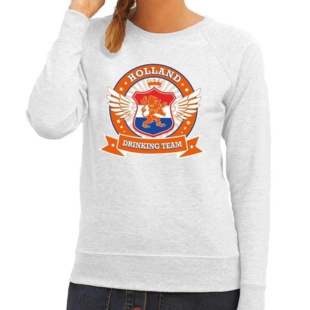 Holland drinking team sweater grijs dames