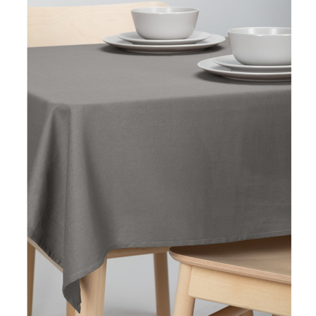 Grijs tafelkleed van polyester/katoen rond 160 cm Fun en Feest