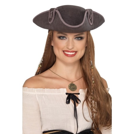 Tricorn pirate hat grey