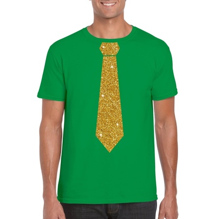 Verenigde Staten van Amerika schroef Vlot Stropdas t-shirt groen met gouden glitter das heren | Fun en Feest
