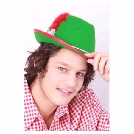 Groene/rode bierfeest/oktoberfest hoed verkleed accessoire voor dames/heren