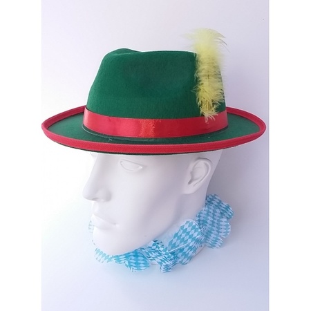 Groene/rode bierfeest/oktoberfest hoed verkleed accessoire voor dames/heren