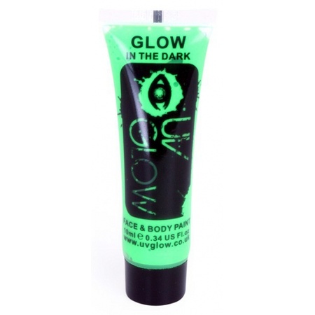 Glow in the dark schmink voor gezicht en lichaam groen