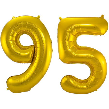 Leeftijd feestartikelen/versiering grote folie ballonnen 95 jaar goud 86 cm