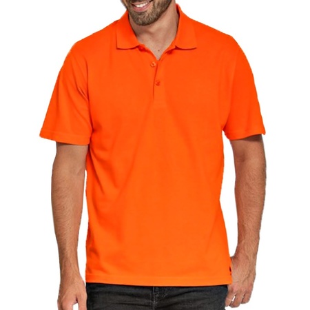 Grote maten Koningsdag polo t-shirt oranje Holland met grote zwarte leeuw voor heren