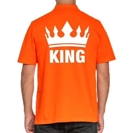 Grote maat Koningsdag polo t-shirt oranje King voor heren
