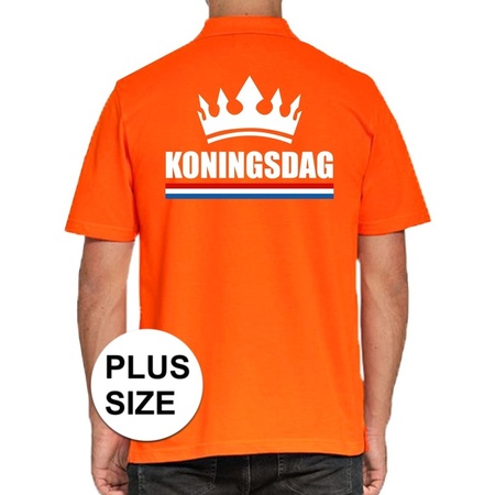 Koningsdag polo t-shirt oranje met kroon voor heren