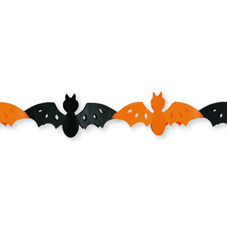 Halloween/Horror vleermuizen slinger oranje/zwart 3 meter
