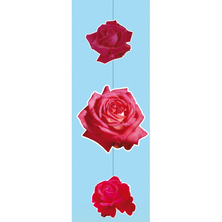 Hang decoration roses flowers - red - carton - 90 cm