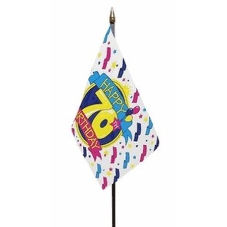 Happy 70th Birthday vlaggetje polyester