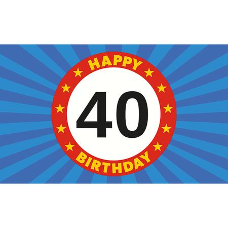 Happy 40 jaar verjaardag versiering vlag 150 x 90 cm | Fun en Feest