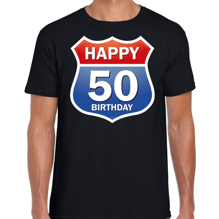 doneren Auto Sta in plaats daarvan op 50e verjaardag Happy Birthday shirt / kleding route bord 50 jaar / Abraham  zwart voor heren | Fun en Feest