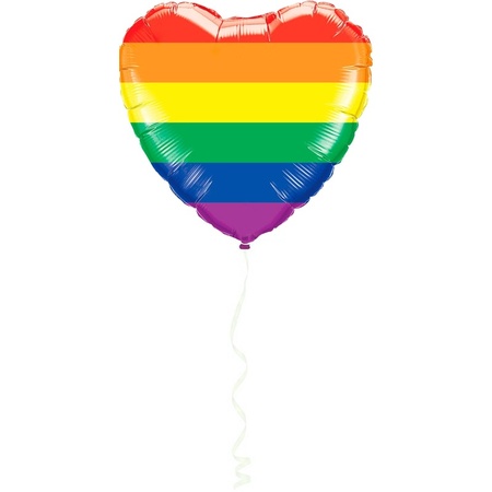Regenboog kleuren hart folieballon 45 cm feestversiering