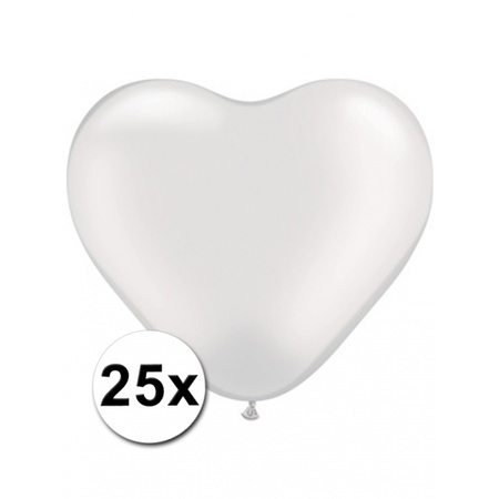 50x huwelijk ballonnen wit / rood hartjes versiering