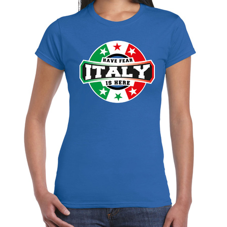 Verantwoordelijk persoon Toezicht houden revolutie Have fear Italy / Italie is here supporter shirt / kleding met sterren  embleem blauw voor dames | Fun en Feest