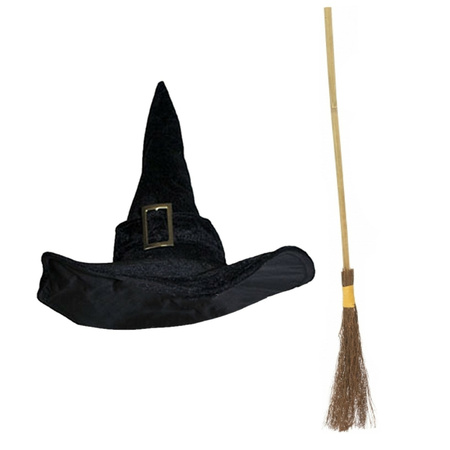 Witches carnaval set hat and broom