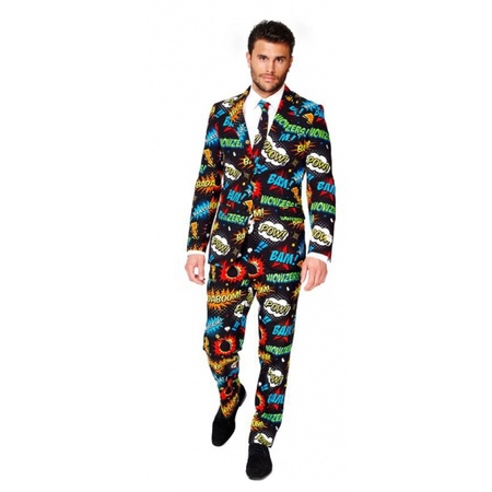 Business suit with comic print