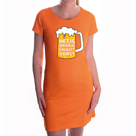 Het is oranje en heeft dorst Koningsdag jurkje oranje dames
