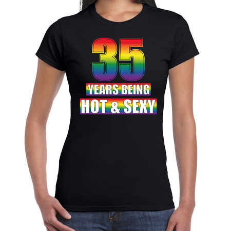 Hot en sexy 35 jaar verjaardag cadeau t-shirt zwart voor dames - Gay/ LHBT kleding / outfit