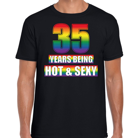 Hot en sexy 35 jaar verjaardag cadeau t-shirt zwart voor heren - Gay/ LHBT kleding / outfit