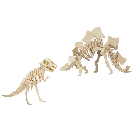 Wooden 3D dino puzzle set T-rex and Stegosaurus