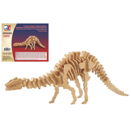 Houten 3D puzzel apatosaurus/langnek dinosaurus 38 cm