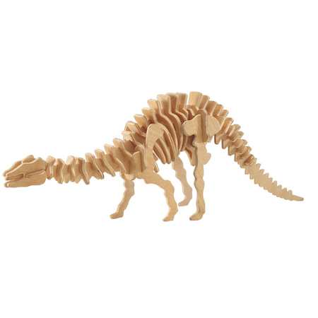 Houten 3D dino puzzel bouwpakket set Triceratops en Apatosaurus/langnek