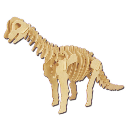 Houten 3D dino puzzel bouwpakket set T-rex en Brachiosaurus