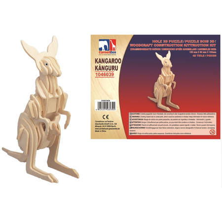 Houten 3D puzzel kangoeroe 23 cm