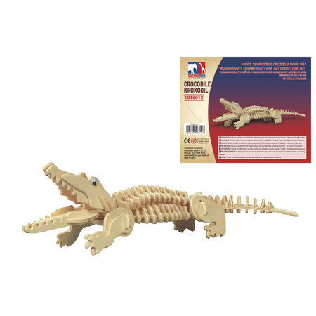 Houten 3D puzzel krokodil 23 cm