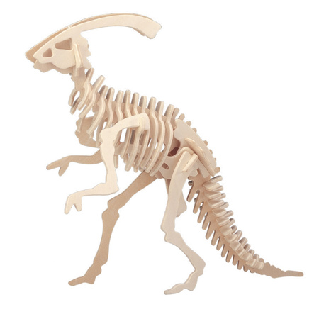 Houten 3D dino puzzel bouwpakket set T-rex en Parasaurolophus