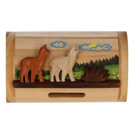 Wooden moneybox alpaca/llama 10 cm