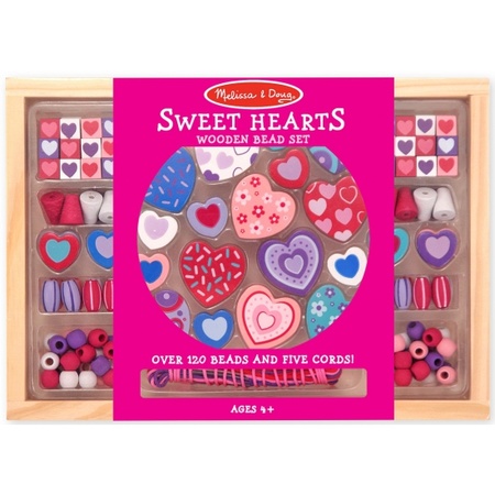 120-delige kralenset van hout Sweet hearts
