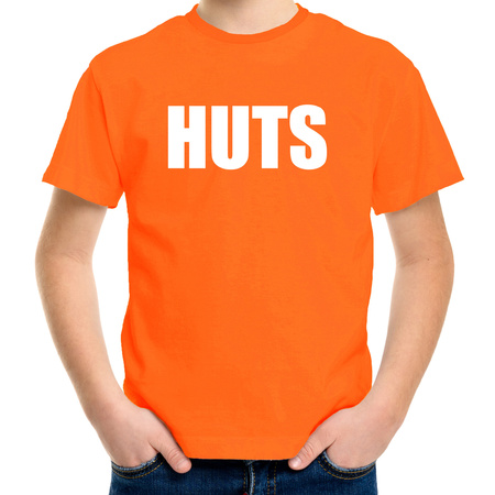 HUTS fun t-shirt oranje voor kids