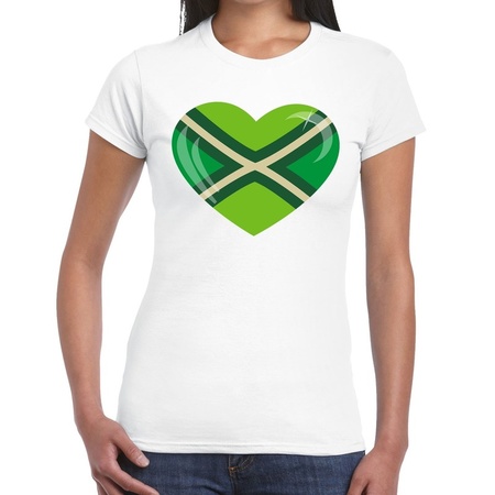Achterhoeks t-shirt met hart bedrukking wit voor dames
