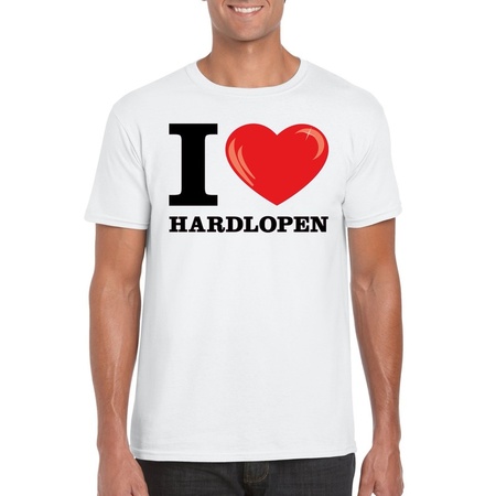 Wit I love hardlopen t-shirt heren