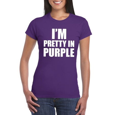 Overlappen heuvel Transplanteren I`m pretty in purple t-shirt paars dames | Fun en Feest