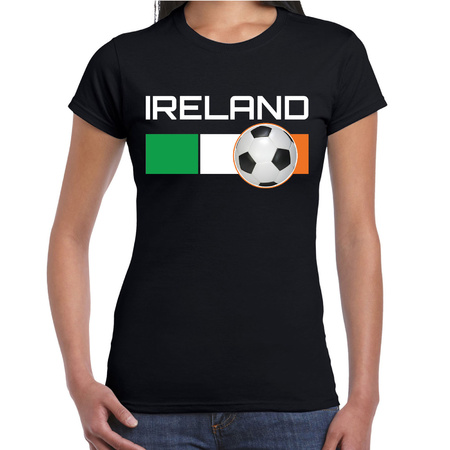 Ireland / Ierland voetbal / landen shirt met voetbal en Ierse vlag zwart voor dames