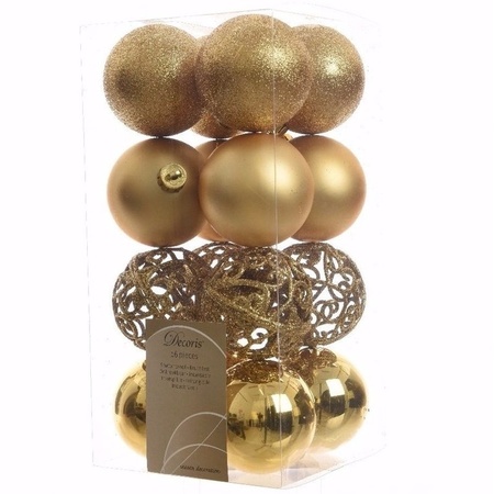 Sweet Christmas kerstboom decoratie kerstballen goud 16 stuks