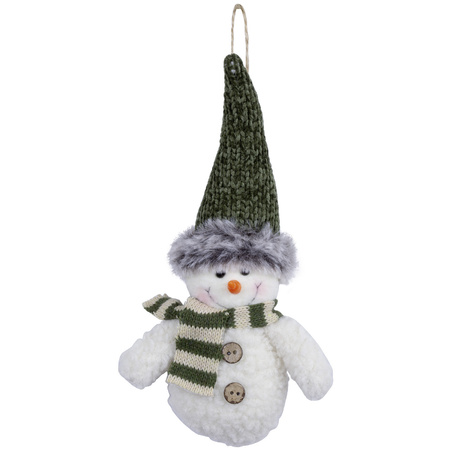 Kersthangers/kerstornamenten sneeuwpop knuffeltjes - 2x- 15 cm -pluche