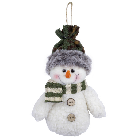 Kersthangers/kerstornamenten sneeuwpop knuffeltjes - 2x- 15 cm -pluche