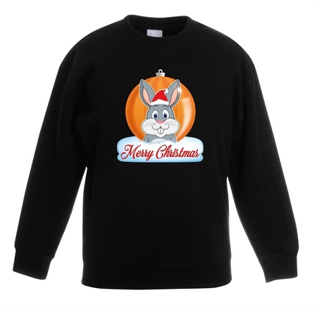 Christmas ball sweater rabbit black for kids